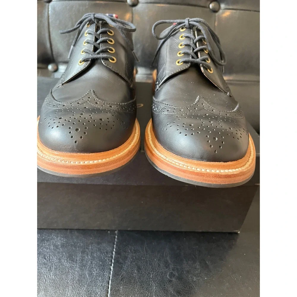 J.Crew Italian Leather Black Longwing Brogue Oxfords - Picture 3 of 8